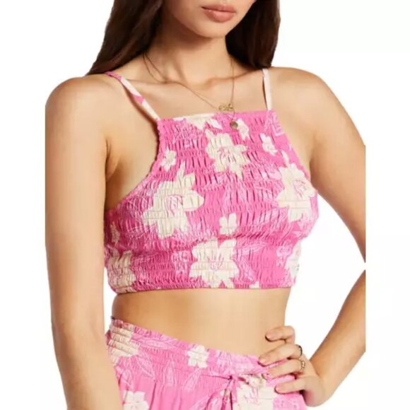 ROXY Live Free Smocked Crop Camisole Adjustable Straps Size M  NWT - Picture 1 of 11